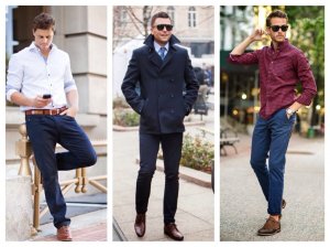 С чем носить мужские синие брюки